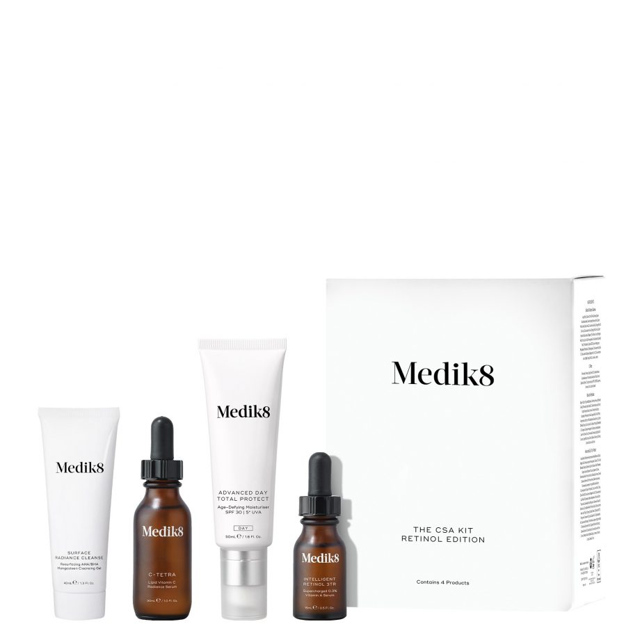Akcia Medik8. Balíček 4 produktov s retinolom, vitaminoom C, denným krémom
